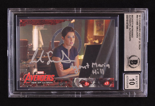 Cobie Smulders Signed 2015 Upper Deck Avengers Age of Ultron #68 Inscribed "Agent Maria Hill" (BGS | Autograph Graded BGS 10) Beckett Witnessed