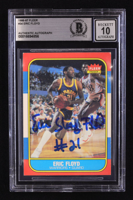 Sleepy Floyd Signed 1986-87 Fleer #34 RC (BGS | Auto 10) Rookie Card - Full Name