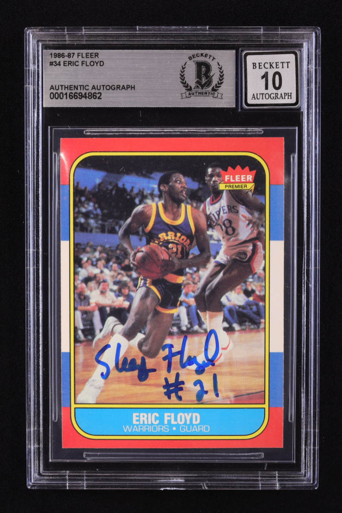 Sleepy Floyd Signed 1986 Fleer #34 RC (BGS | Auto 10) - Rookie Card