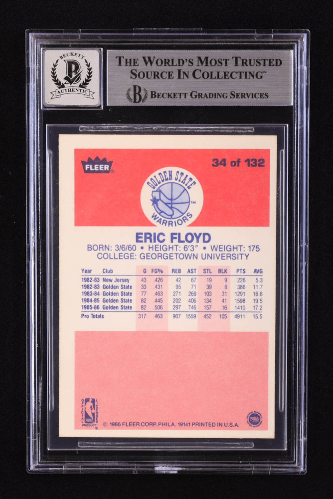 Sleepy Floyd Signed 1986 Fleer #34 RC (BGS | Auto 10) - Rookie Card