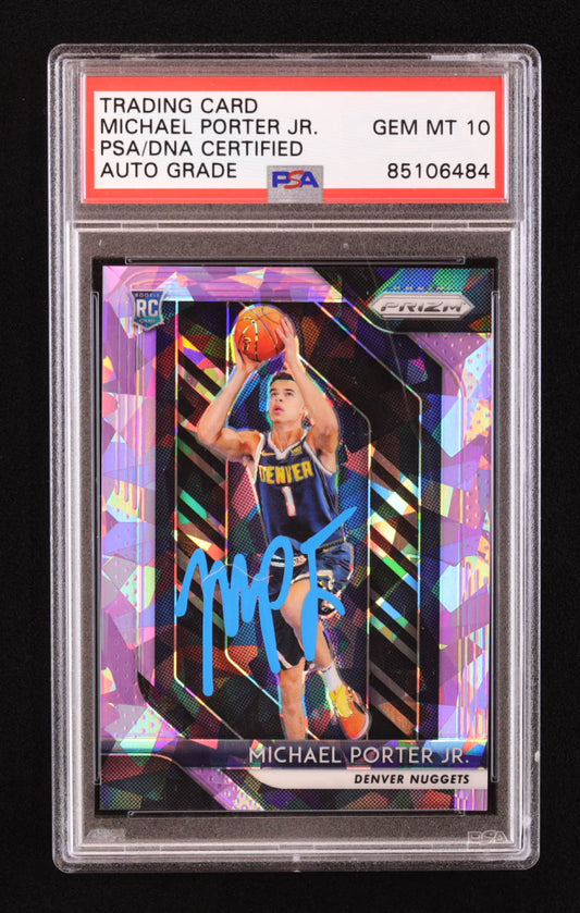 Michael Porter Jr. Signed 2018-19 Panini Prizm Prizms Purple Ice #32 #033/149 RC (PSA | Auto 10) - Rookie Card | Serially Numbered #033 / 149