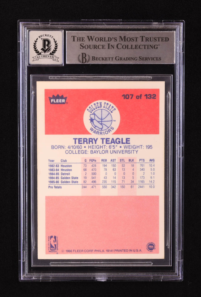 Terry Teagle Signed 1986-87 Fleer #107 RC (BGS | Auto 10) - Rookie Card