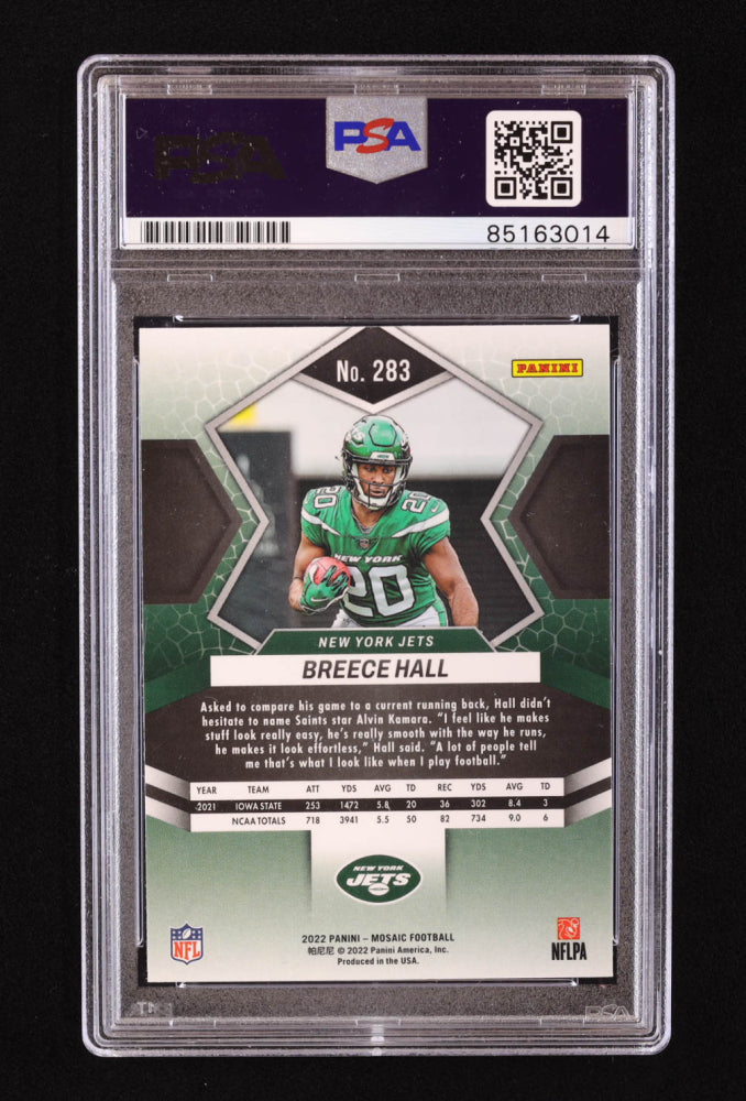 Breece Hall Signed 2022 Panini Mosaic #283 DEB RC (PSA) - Rookie Card