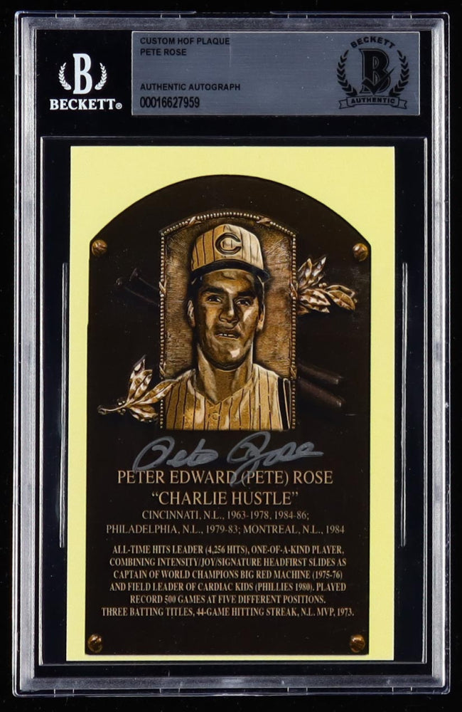 Pete Rose Signed National Baseball Hall of Fame Postcard (BGS)