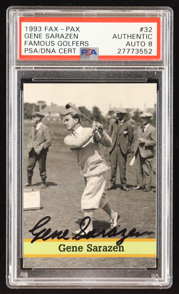 Gene Sarazen Signed 1993 Fax Pax Famous Golfers #32 (PSA | Autograph Graded PSA 8)