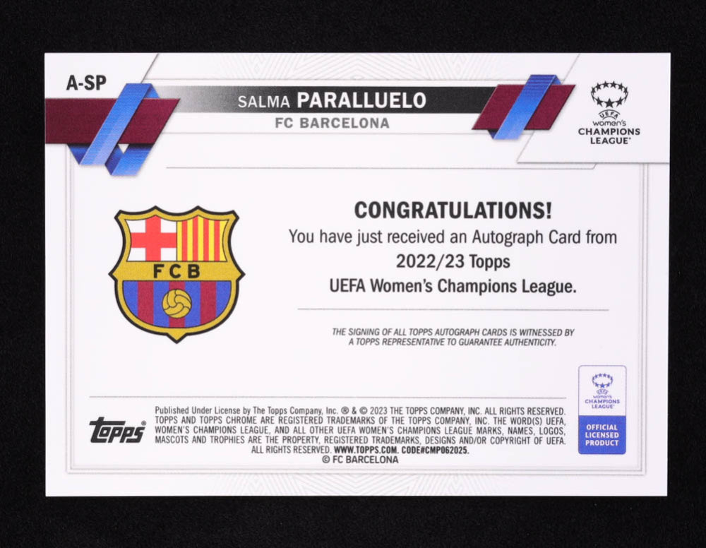 Salma Paralluelo 2022-23 Topps Chrome UEFA Women's Champions League Autographs #ASP RC - Rookie Card