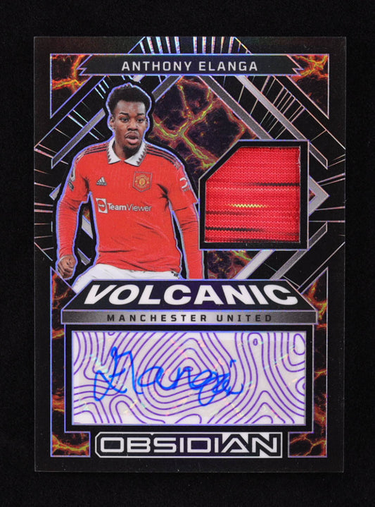 Anthony Elanga 2022-23 Panini Obsidian Volcanic Material Signatures Electric Etch Purple - Serially Numbered #15 / 20