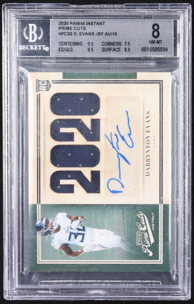 Darrynton Evans 2020 Panini Instant Prime Cuts #PC33 JSY AU RC #6/10 (BGS 8) Rookie Card | Serially Numbered #6 / 10