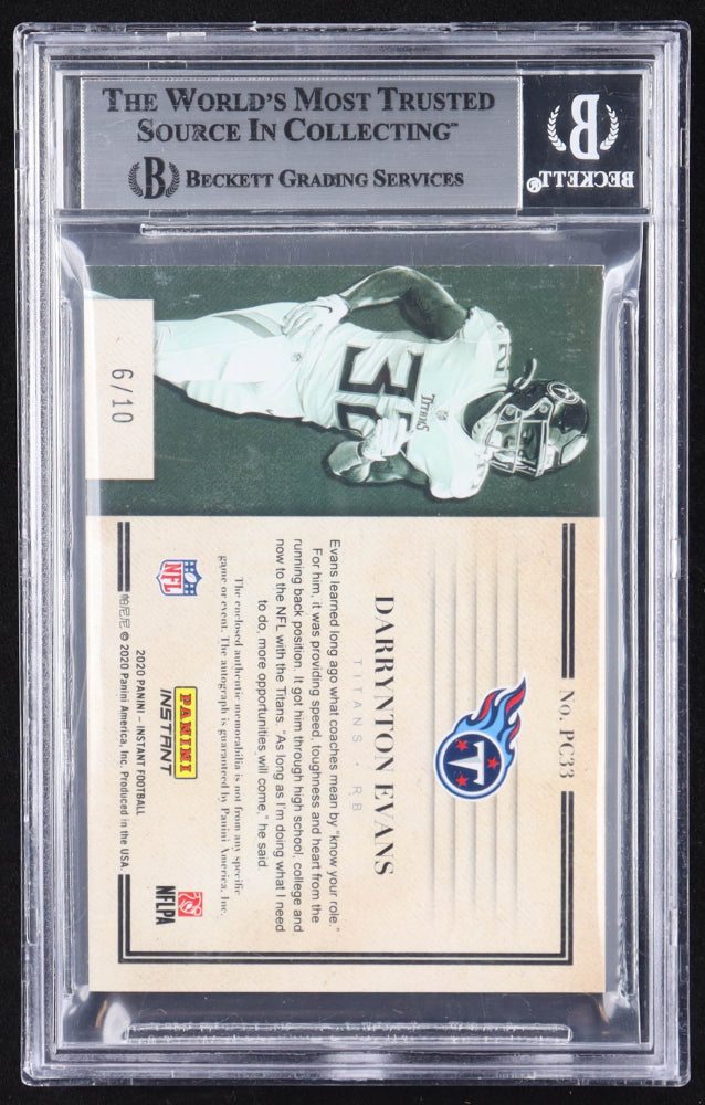 Darrynton Evans 2020 Panini Instant Prime Cuts #PC33 JSY AU RC #6/10 (BGS 8) Rookie Card | Serially Numbered #6 / 10