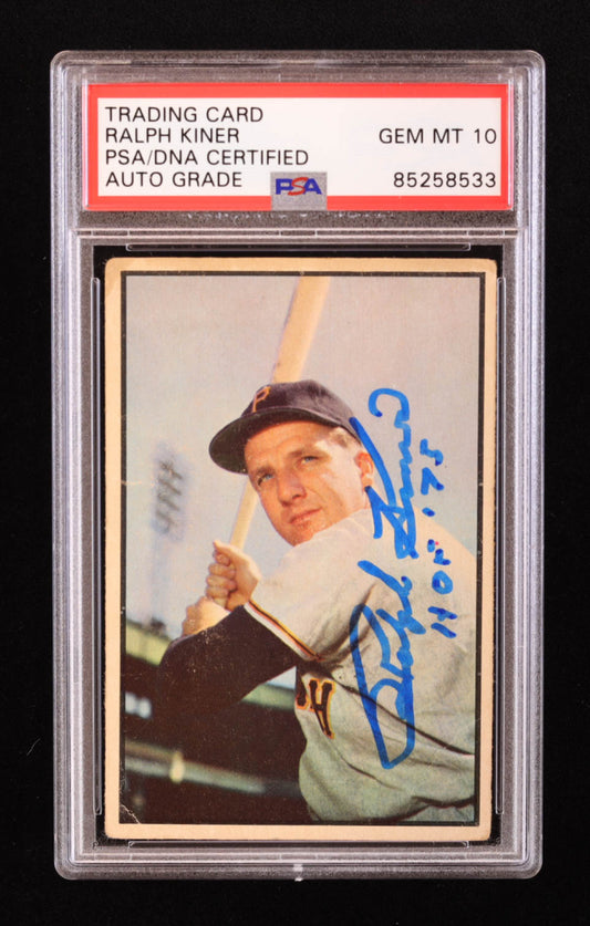 Ralph Kiner Signed 1953 Bowman Color #80 (PSA | Autograph Grade 10)