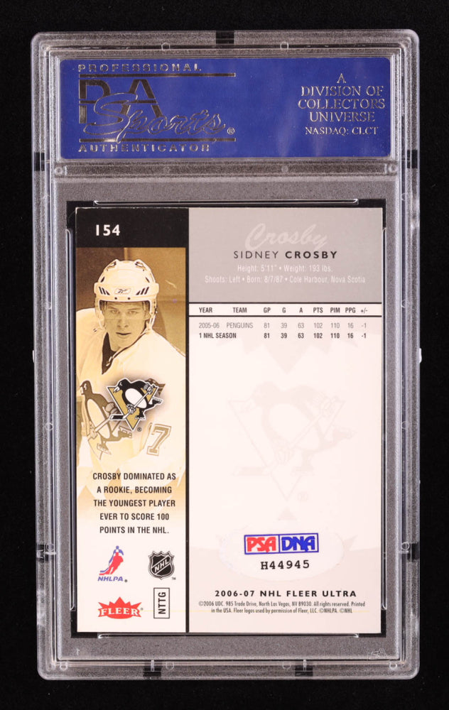 Sidney Crosby Signed 2006-07 Ultra #154 (PSA)