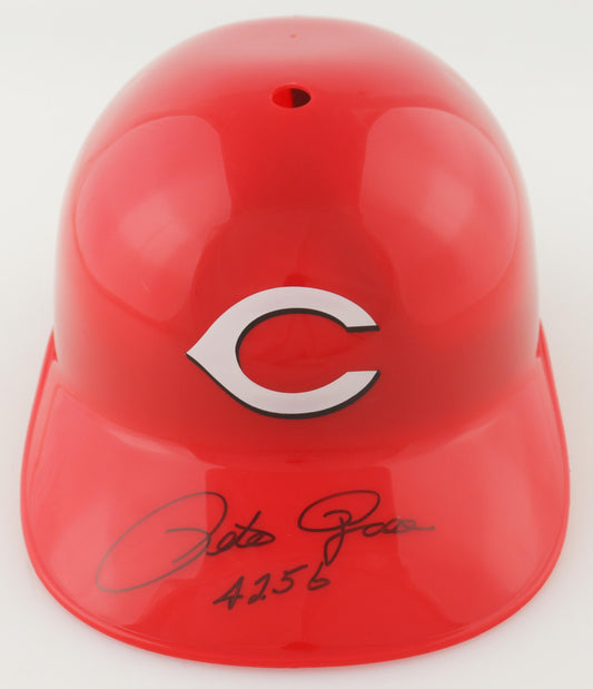 Pete Rose Signed Reds Full-Size Batting Helmet Inscribed "4256" (JSA)