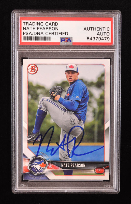 Nate Pearson Signed 2018 Bowman Draft #BD118 RC (PSA) - Rookie Card