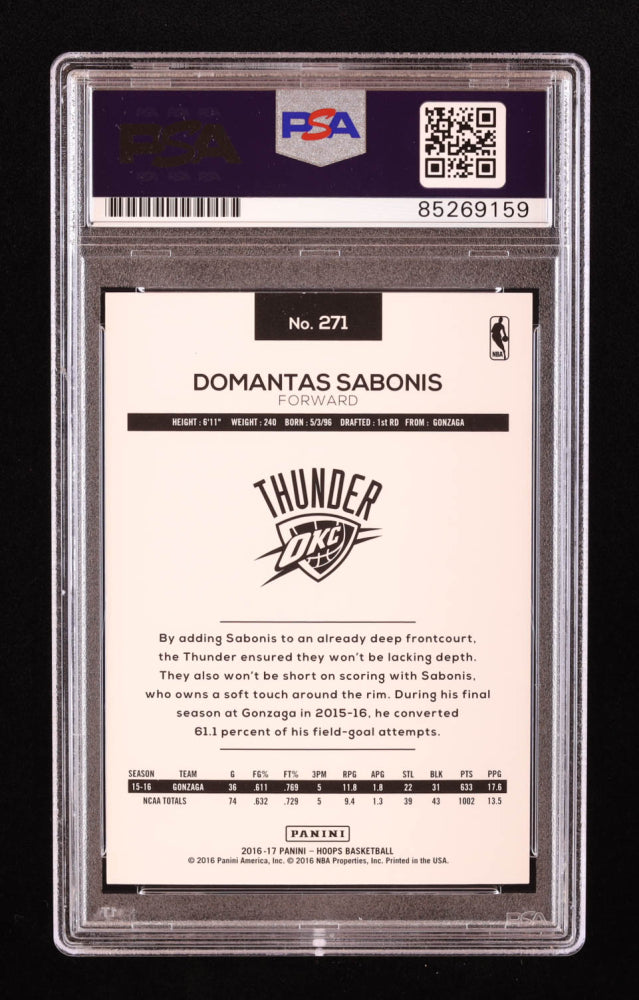 Domantas Sabonis Signed 2016-17 Hoops #271 RC (PSA | Autograph Graded PSA 9) - Rookie Card