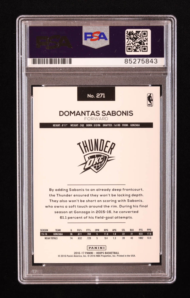 Domantas Sabonis Signed 2016-17 Hoops #271 RC (PSA | Autograph Graded PSA 9) - Rookie Card