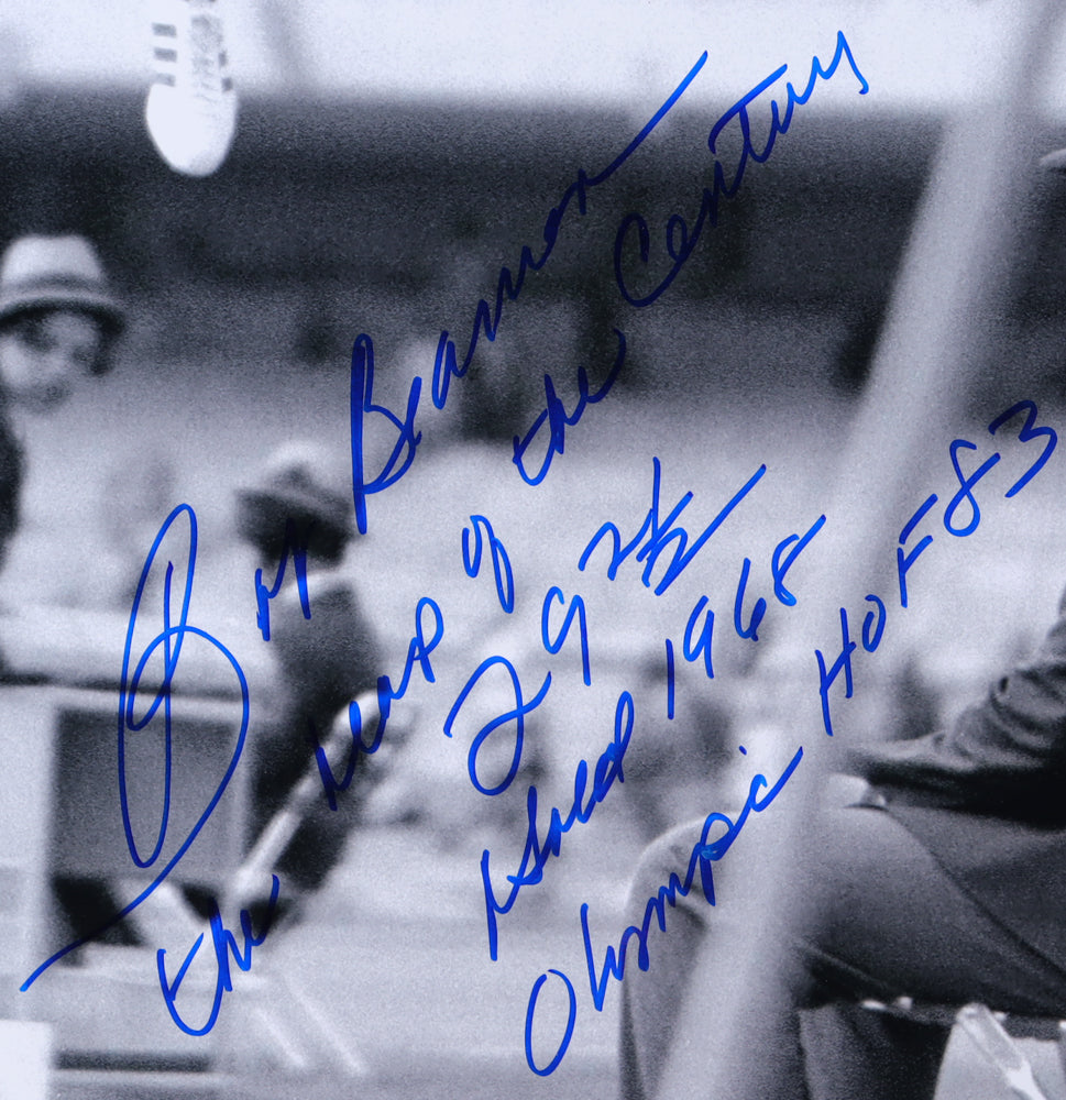 Bob Beamon Signed (Beckett) 16x20 Photo Inscribed "The Leap of the Century 29 2 1/2", "Gold 1968" & "Olympic HOF 83"