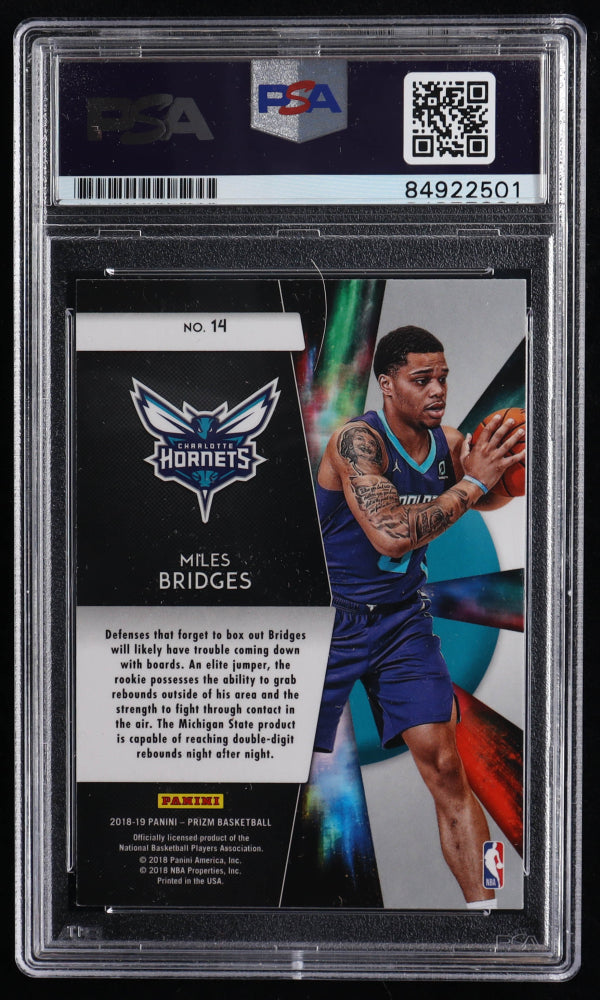 Miles Bridges Signed 2018-19 Panini Prizm Freshman Phenoms #14 RC (PSA) Rookie Card