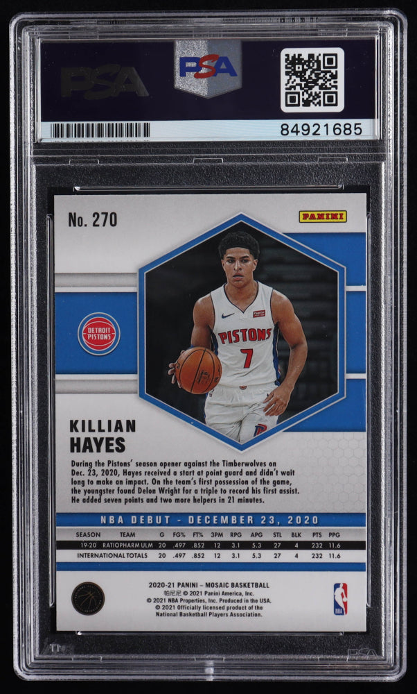 Killian Hayes Signed 2020-21 Panini Mosaic #270 (PSA) - Rookie Card