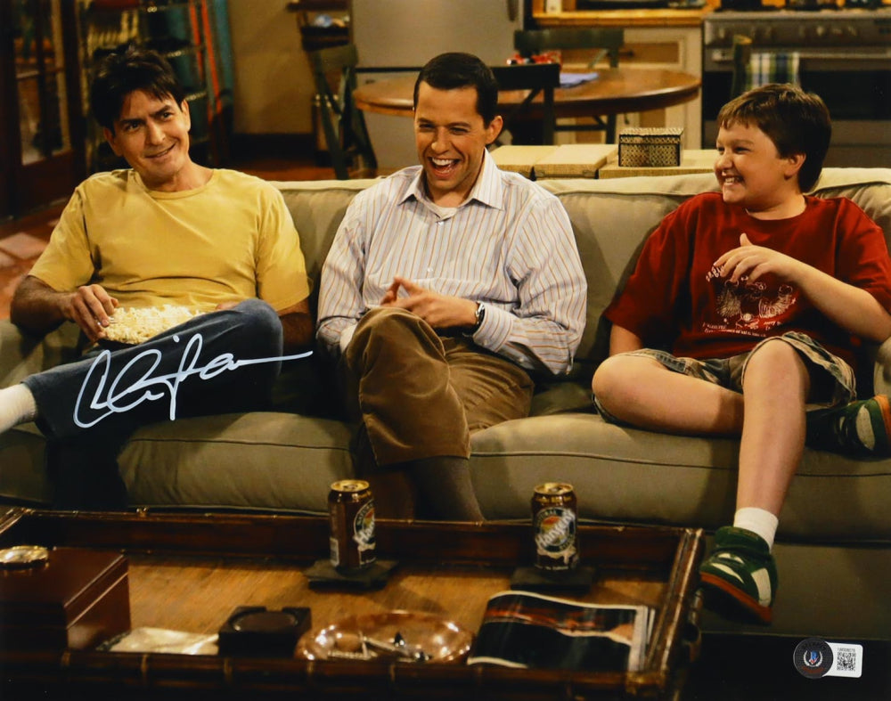 Charlie Sheen Signed (Beckett) "Two and a Half Men" 11x14 Photo - Beckett Witnessed