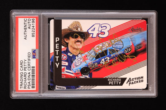 Richard Petty Signed 2017 Absolute Action Packed #12 (PSA)