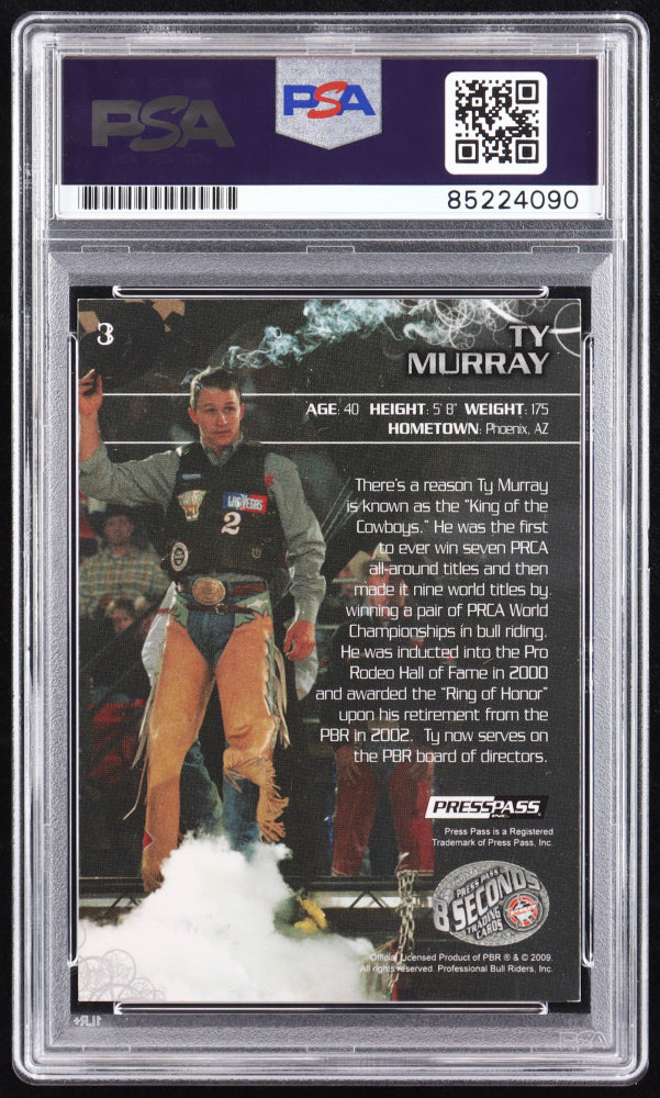 Ty Murray Signed 2009 Press Pass 8 Seconds PBR #3 (PSA)