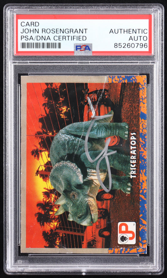 John Rosengrant Signed 1993 Topps Jurassic Park #7 Triceratops (PSA) - SFX Artist