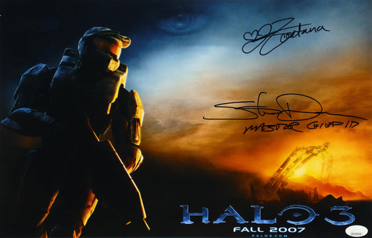 Steve Downes & Jen Taylor Signed (JSA) "Halo 3" 11x17 Photo Inscribed "Master Chief 117" & "Cortana"