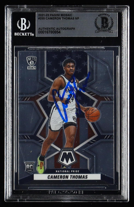 Cameron Thomas Signed 2021-22 Panini Mosaic #255 NP RC (BGS) National Pride | Rookie Card