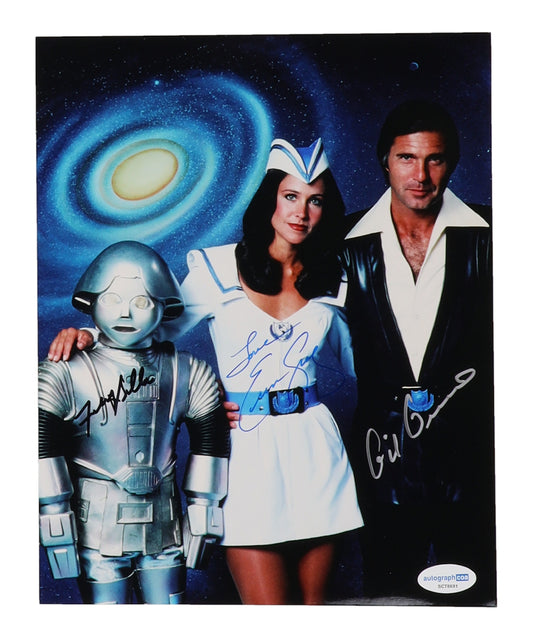 Gil Gerard, Erin Gray, & Felix Silla Signed (ACOA) "Buck Rogers in the 25th Century" 8x10 Photo Inscribed "Love" - Captain William "Buck" Rogers / Colonel Wilma Deering / Twiki