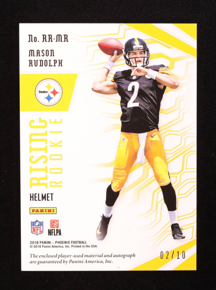 Mason Rudolph 2018 Panini Phoenix Rising Rookie Material Signatures Helmet #6 RC #02/10 - Rookie Card | Serially Numbered #02 / 10