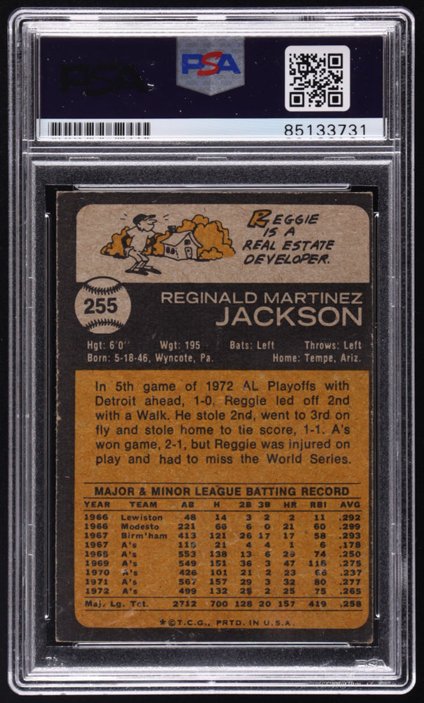 Reggie Jackson Signed 1973 Topps #255 (PSA | Autograph Graded PSA 10)