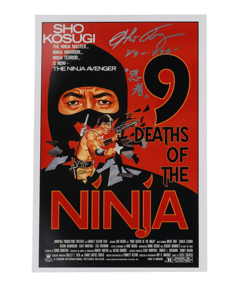 Sho Kosugi Signed (ACOA) "9 Deaths of the Ninja" 12x18 Photo with Inscription - Spike Shinobi