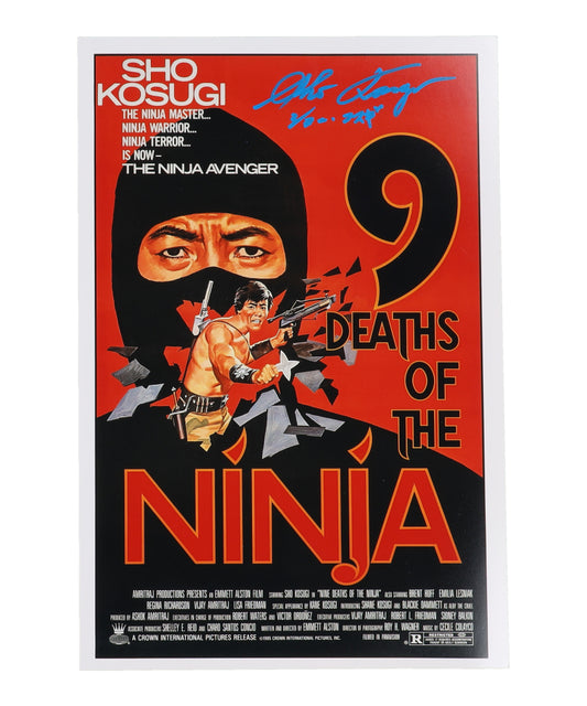 Sho Kosugi Signed (ACOA) "9 Deaths of the Ninja" 12x18 Photo with Inscription - Spike Shinobi