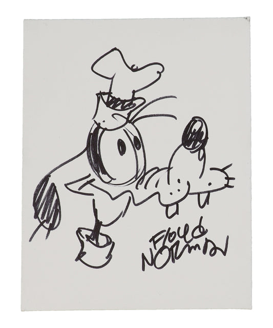 Floyd Norman Signed and Sketched (ACOA) Goofy 11x14 Canvas Board - Cartoonist / Writer - Mickey Mouse Comic Strip