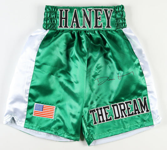 Devin Haney Signed Boxing Trunks (Beckett) - Beckett Witnessed