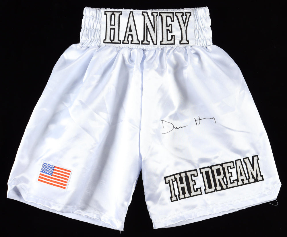 Devin Haney Signed Boxing Trunks (Beckett) - Beckett Witnessed