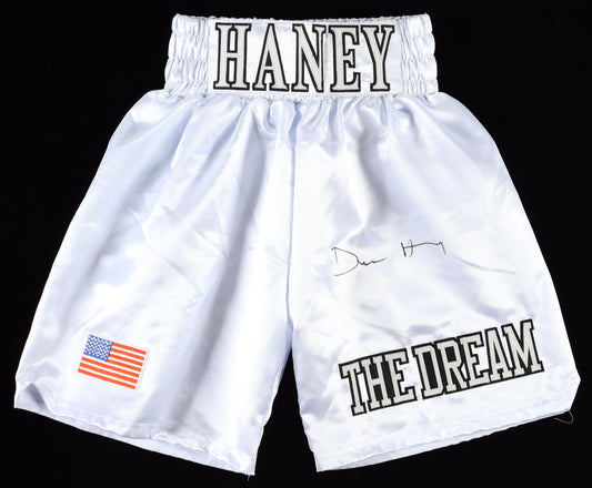 Devin Haney Signed Boxing Trunks (Beckett) - Beckett Witnessed