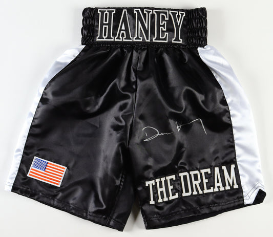 Devin Haney Signed Boxing Trunks (Beckett) Beckett Witnessed