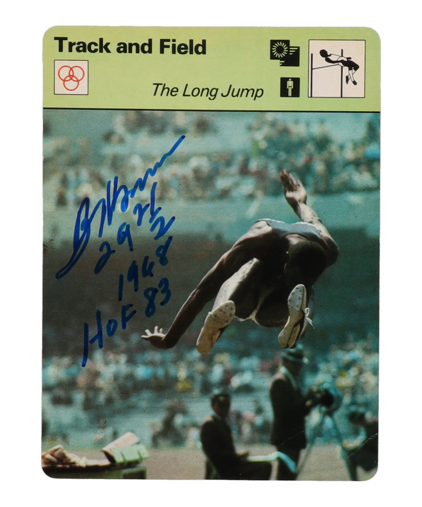 Bob Beamon Signed (Beckett) 1979 Sportscaster Track and Field Inscribed "29 2 1/2" & "HOF 83" (Beckett) Olympic Gold Medalist