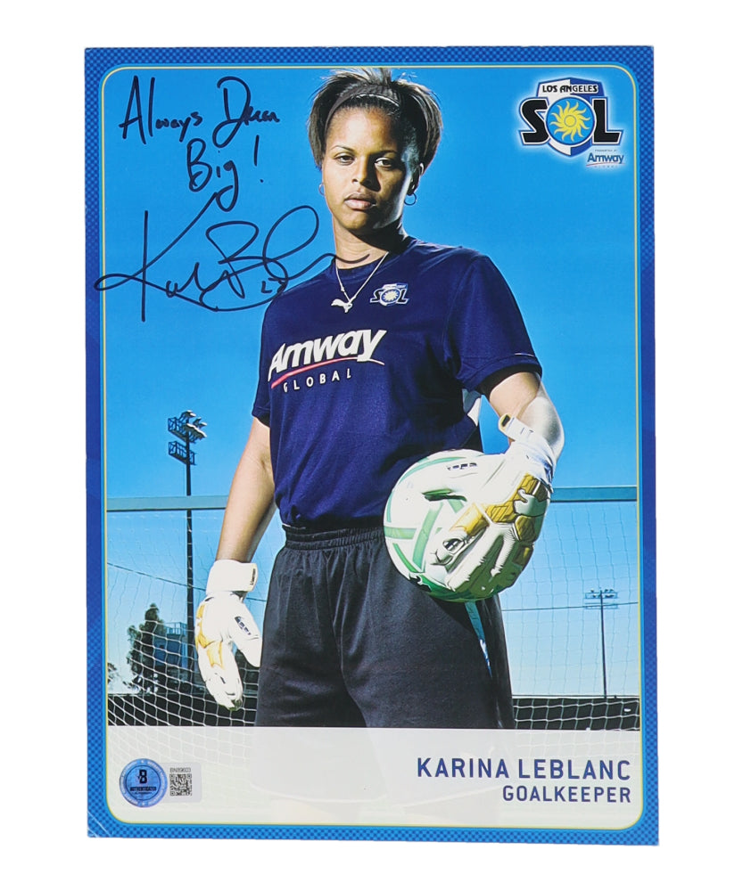 Karina LeBlanc Signed Los Angeles Sol 7x10 Flyer (Beckett)