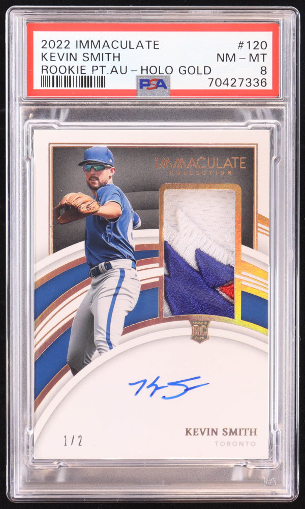 Kevin Smith 2022 Immaculate Collection #1/2 Rookie Patch Autographs Holo Gold #120 RC (PSA 8) Rookie Card | Serially Numbered #1 / 2