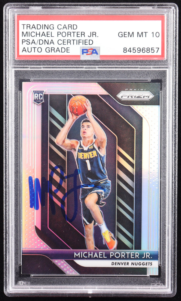 Michael Porter Jr. Signed 2018-19 Panini Prizm Prizms Silver #32 RC (PSA | Auto 10) - Rookie Card