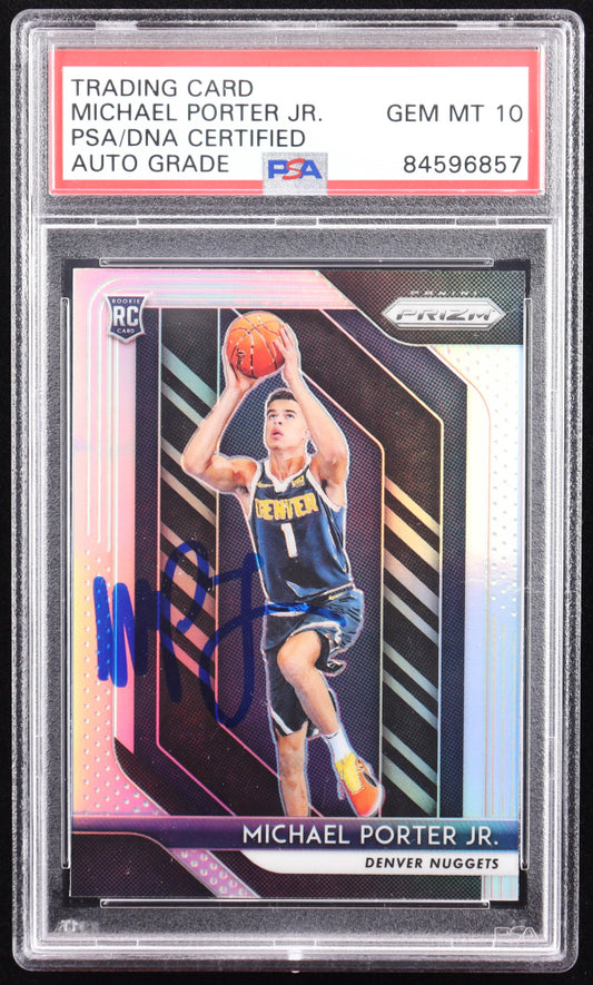 Michael Porter Jr. Signed 2018-19 Panini Prizm Prizms Silver #32 RC (PSA | Auto 10) - Rookie Card