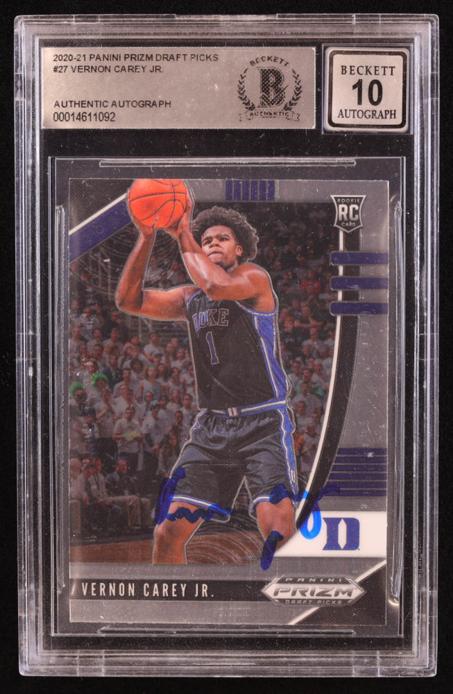 Vernon Carey Jr. Signed 2020-21 Panini Prizm Draft Picks #27 RC (BGS | Auto 10) Rookie Card