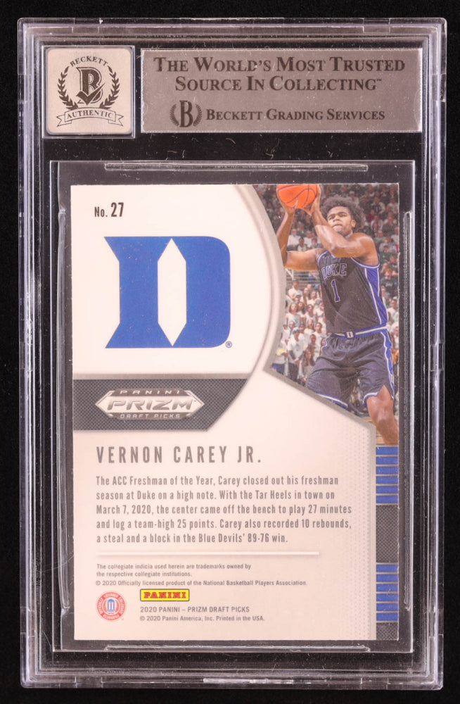 Vernon Carey Jr. Signed 2020-21 Panini Prizm Draft Picks #27 RC (BGS | Auto 10) Rookie Card