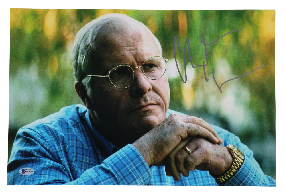 Christian Bale Signed (Beckett) "Vice" 12x18 Movie Poster Photo - Dick Cheney