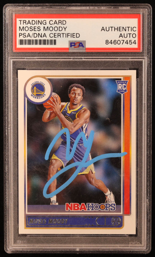 Moses Moody Signed 2021-22 Hoops #229 RC (PSA) - Rookie Card