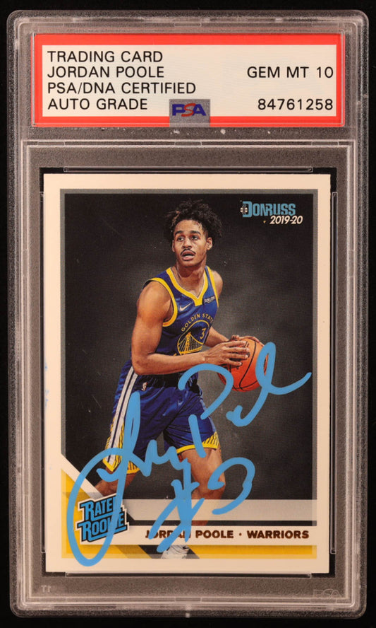 Jordan Poole Signed 2019-20 Donruss #226 RR RC (PSA | Autograph Graded PSA 10) - Rookie Card