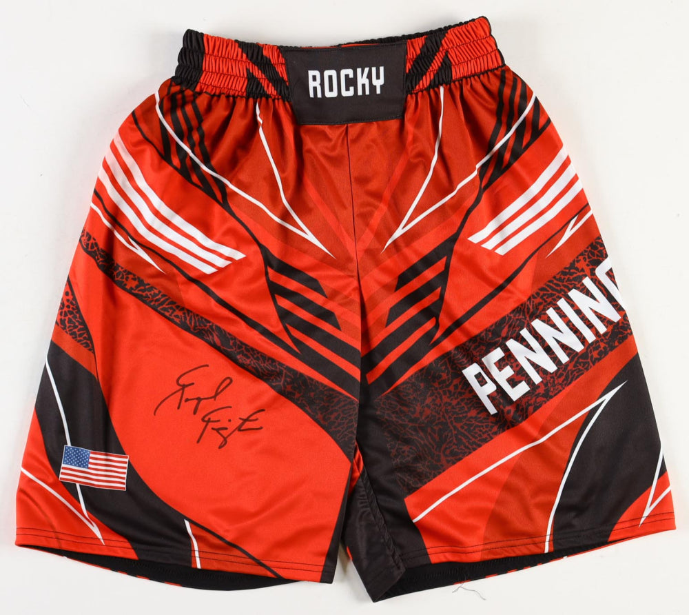 Raquel Pennington Signed (Beckett) “Rocky” Custom Fight Shorts - Beckett Witnessed