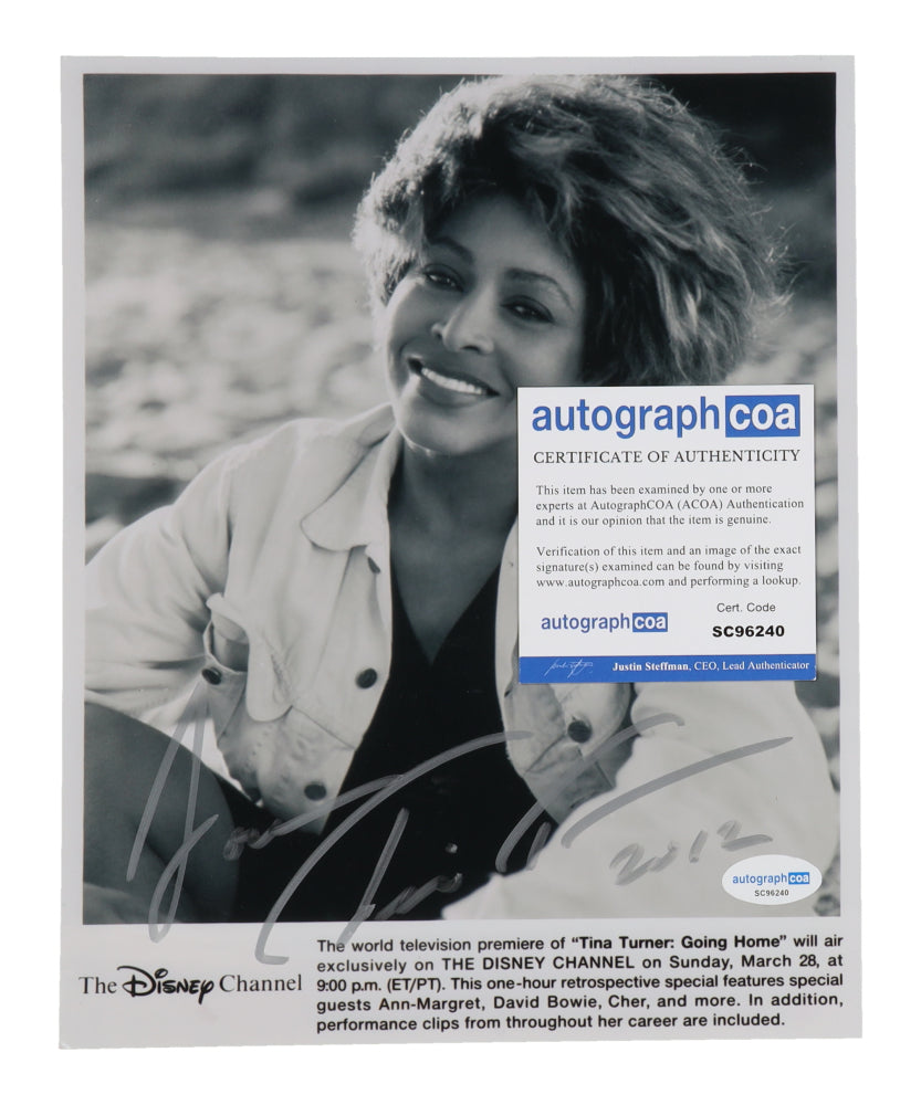 Tina Turner Signed (ACOA) "Tina Turner: Going Home" 8x10 Photo Inscribed "2012"